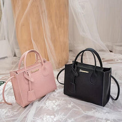 Litchi Embossed Double Handle Shoulder Bag