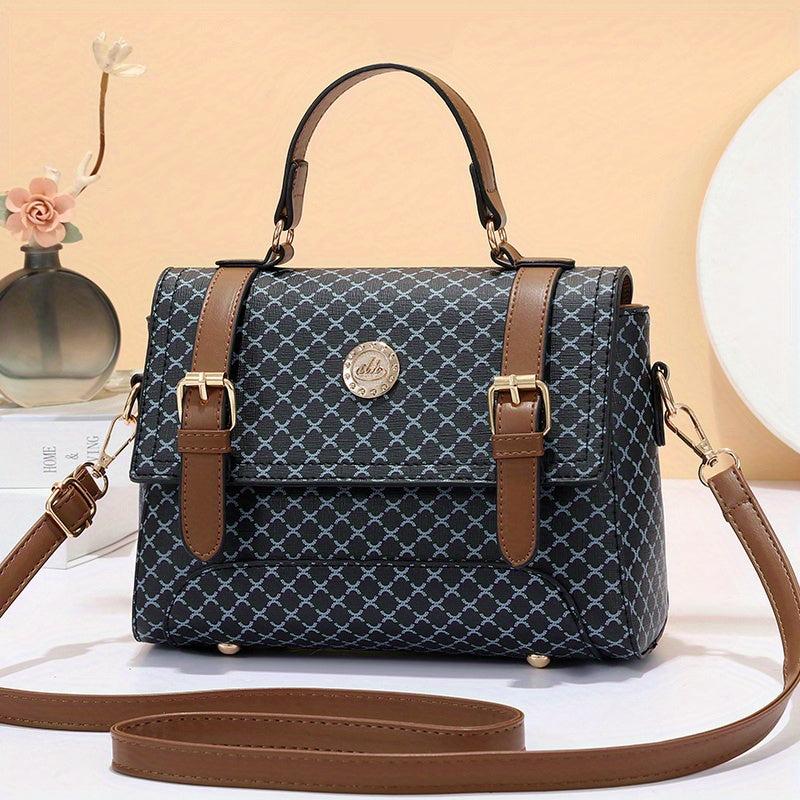 Small Top Handle Satchel Crossbody Bag PU Leather Tote Handbag