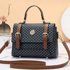 Small Top Handle Satchel Crossbody Bag PU Leather Tote Handbag