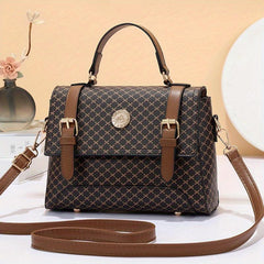 Small Top Handle Satchel Crossbody Bag PU Leather Tote Handbag