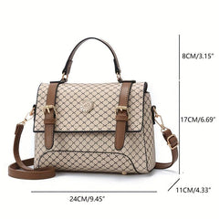 Small Top Handle Satchel Crossbody Bag PU Leather Tote Handbag