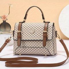 Small Top Handle Satchel Crossbody Bag PU Leather Tote Handbag