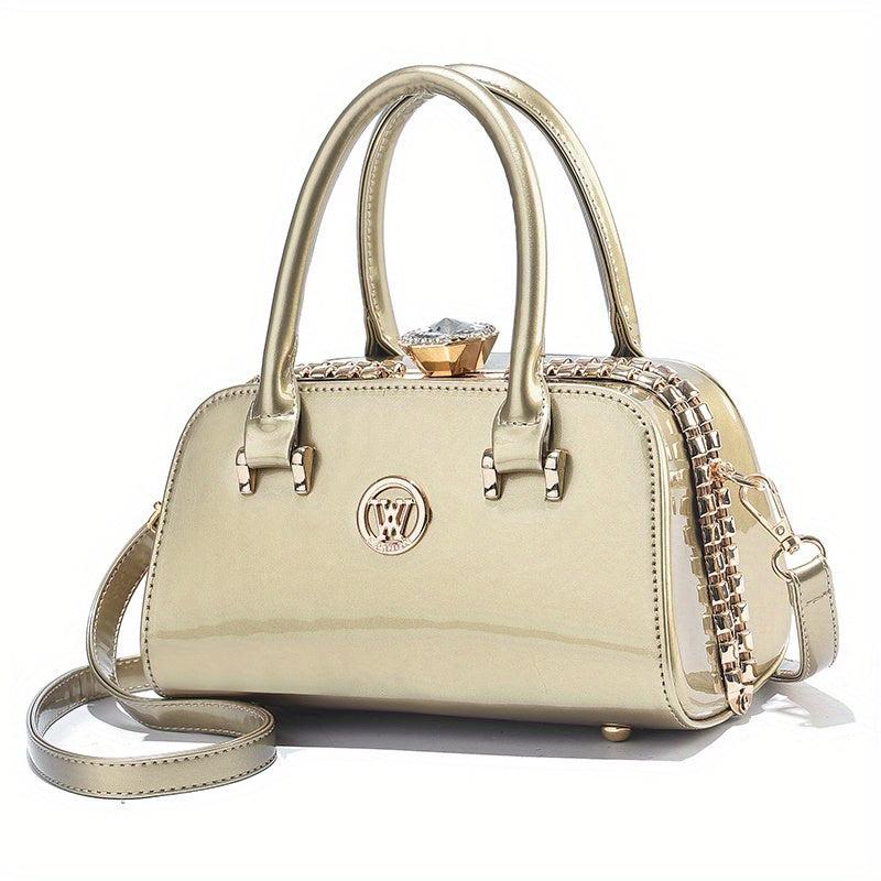 Rhinestone Satchel Bag Classic Handbag for Work Women's Shoulder Bag