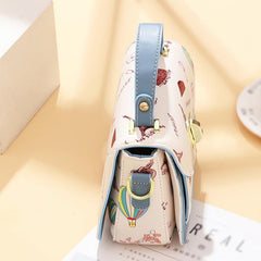 Graffiti Flap Square Bag Top Handle Twist Lock Shoulder Purse