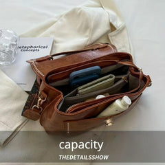 Retro Pocket Underarm Bag PU Leather Crossbody Handbag Purse