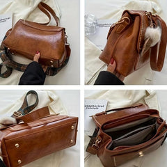 Retro Pocket Underarm Bag PU Leather Crossbody Handbag Purse