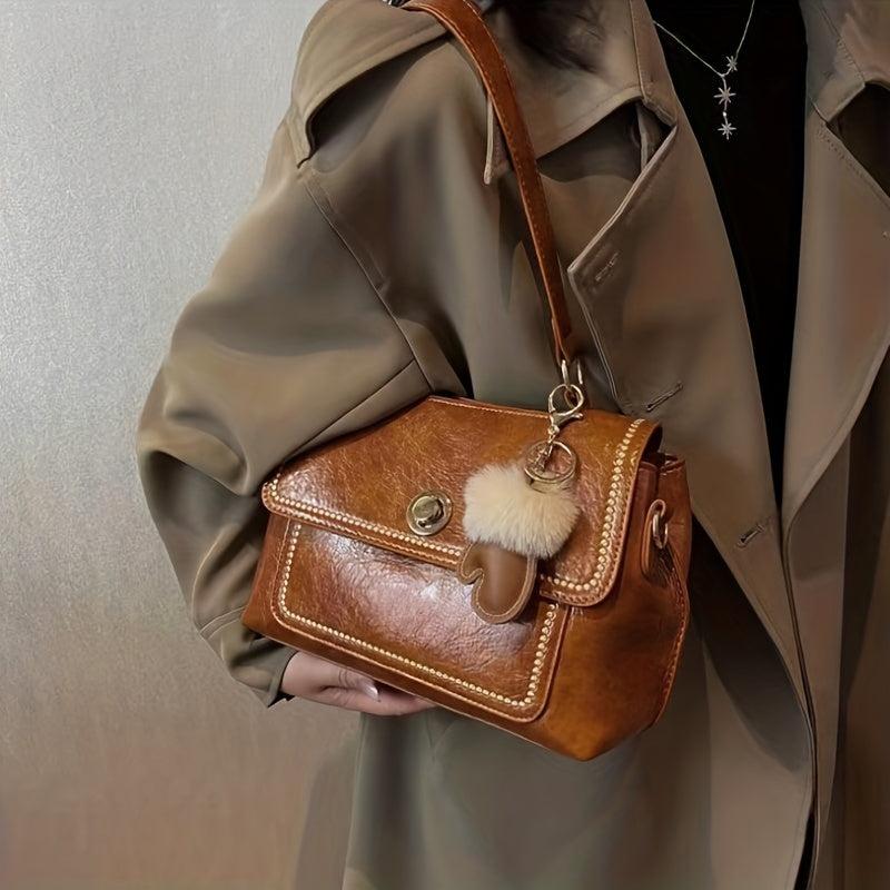 Retro Pocket Underarm Bag PU Leather Crossbody Handbag Purse