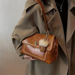 Retro Pocket Underarm Bag PU Leather Crossbody Handbag Purse