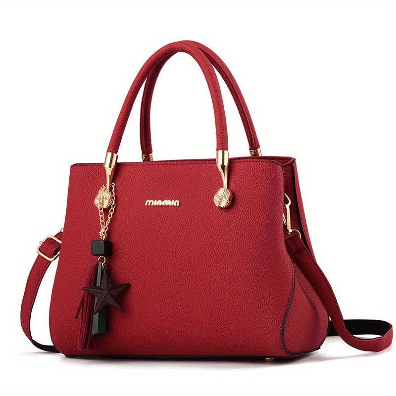 Classic Tote Satchel Bag Solid Shoulder Bag Women's Handbag