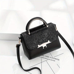 Glitter Flap Top Handle Handbag Stylish Shoulder Bag