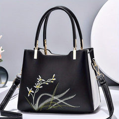 Flower Pattern Crossbody Bag PU Leather Textured Bag Purse