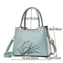 Flower Pattern Crossbody Bag PU Leather Textured Bag Purse