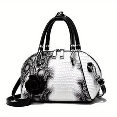 Crocodile Pattern Shell Bag Faux Leather Satchel