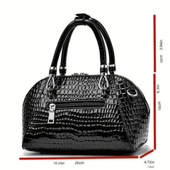 Crocodile Pattern Shell Bag Faux Leather Satchel