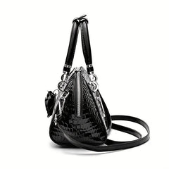 Crocodile Pattern Shell Bag Faux Leather Satchel