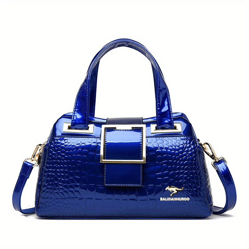 Crocodile Pattern Handbag Women's Patent Leather Shoulder Bag