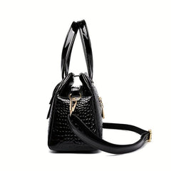Crocodile Pattern Handbag Women's Patent Leather Shoulder Bag