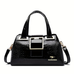Crocodile Pattern Handbag Women's Patent Leather Shoulder Bag