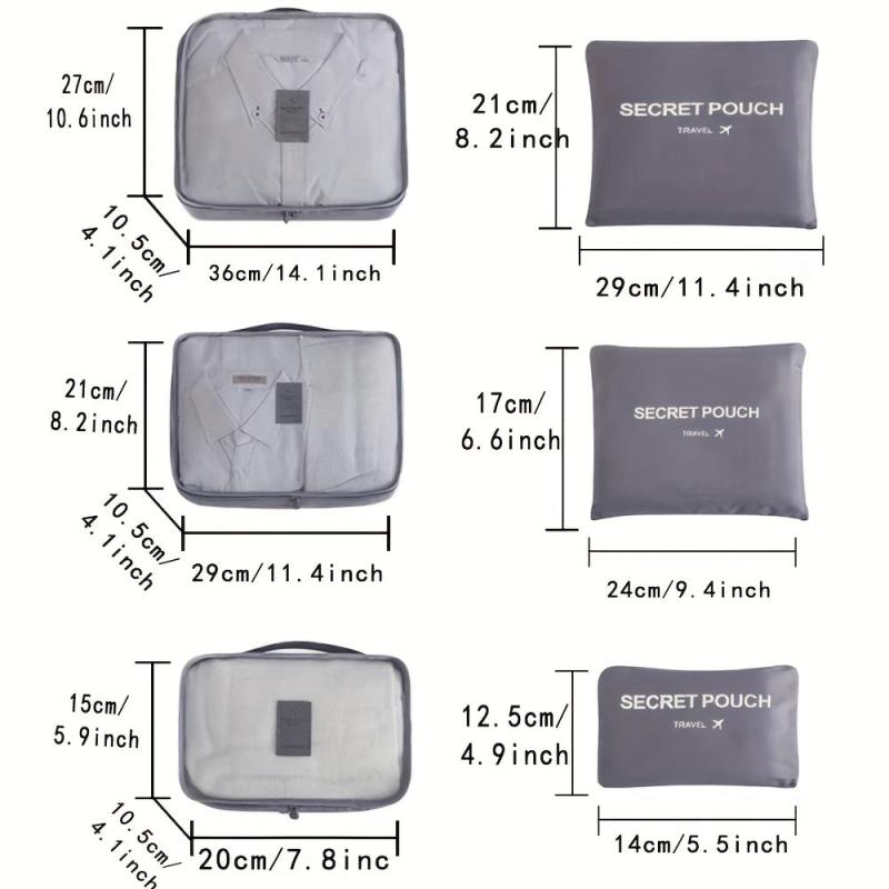 6 Pcs Luggage Packing Organizer Nylon Lightweight Handheld Packing Cubes