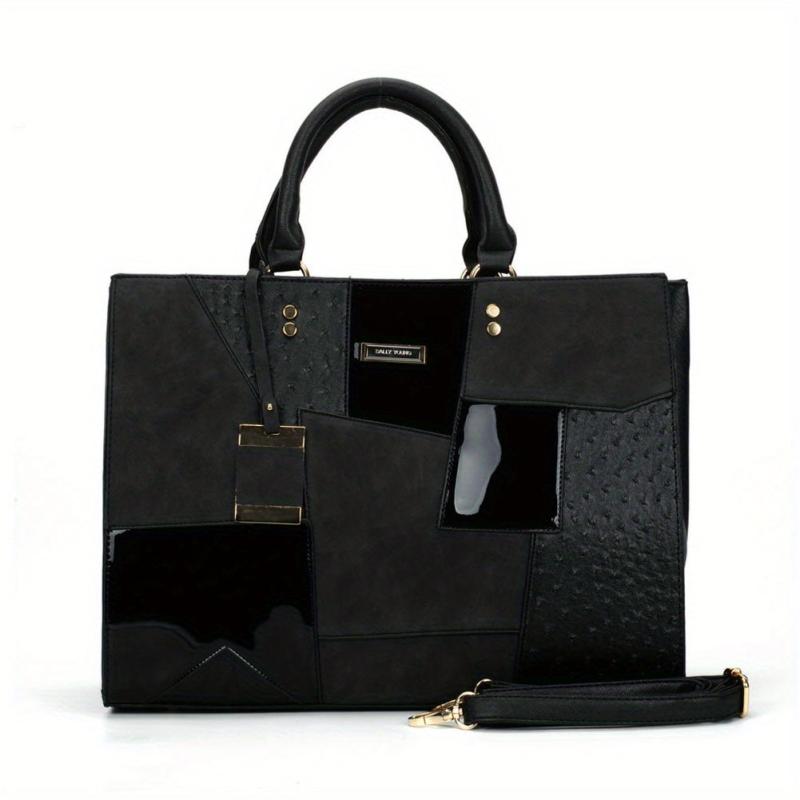 Large Capacity Tote Bag PU Leather Satchel Bag