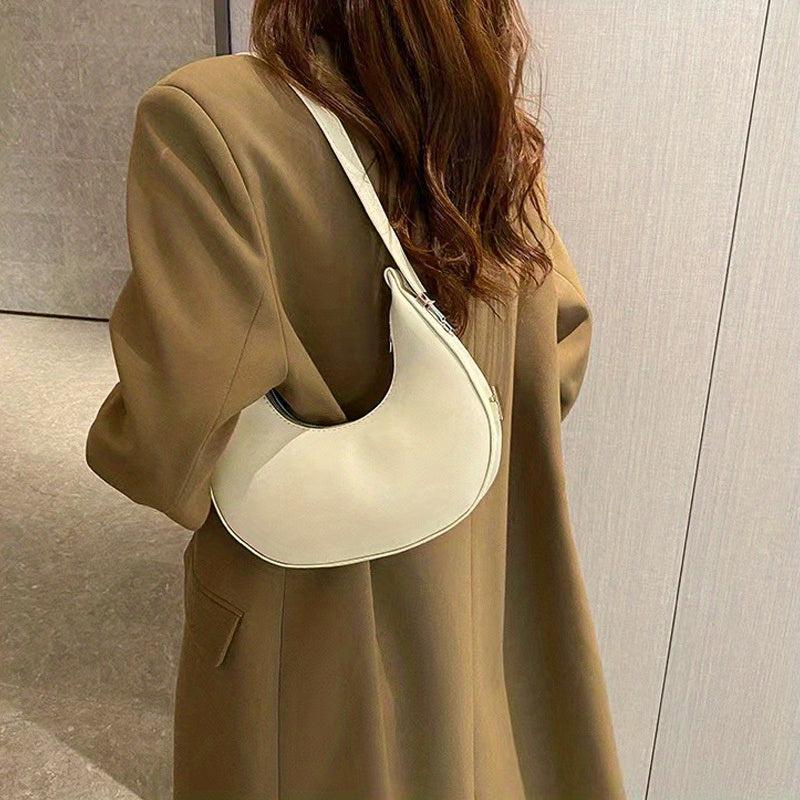 Minimalist Niche Crescent Bag Soldi Baguette Bag All Match Zipper Underarm Bag