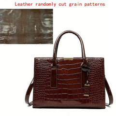 Crocodile Embossed Handbag PU Leather Top Handle Purse