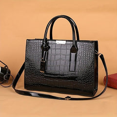 Crocodile Embossed Handbag PU Leather Top Handle Purse