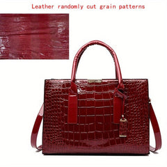 Crocodile Embossed Handbag PU Leather Top Handle Purse