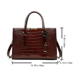 Crocodile Embossed Handbag PU Leather Top Handle Purse