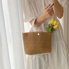 Vintage Straw Woven Handbags Boho Style Summer Beach Bag Women's Braided Tote