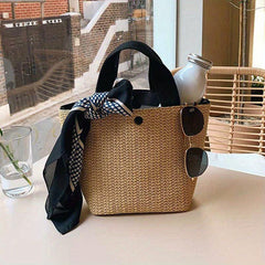Vintage Straw Woven Handbags Boho Style Summer Beach Bag Women's Braided Tote