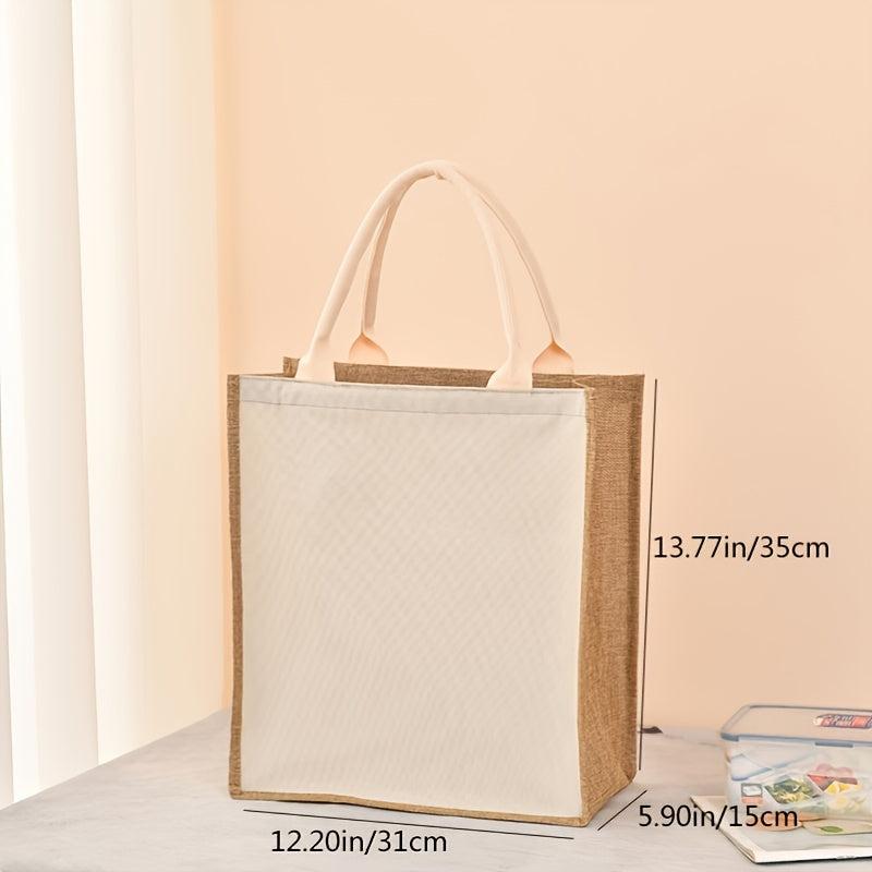Large Capacity Linen Handbag Solid Gift Bag Versatile Shopping Purse