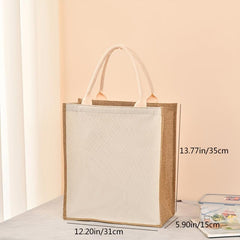 Large Capacity Linen Handbag Solid Gift Bag Versatile Shopping Purse