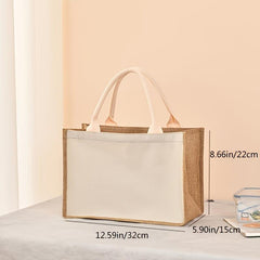 Large Capacity Linen Handbag Solid Gift Bag Versatile Shopping Purse