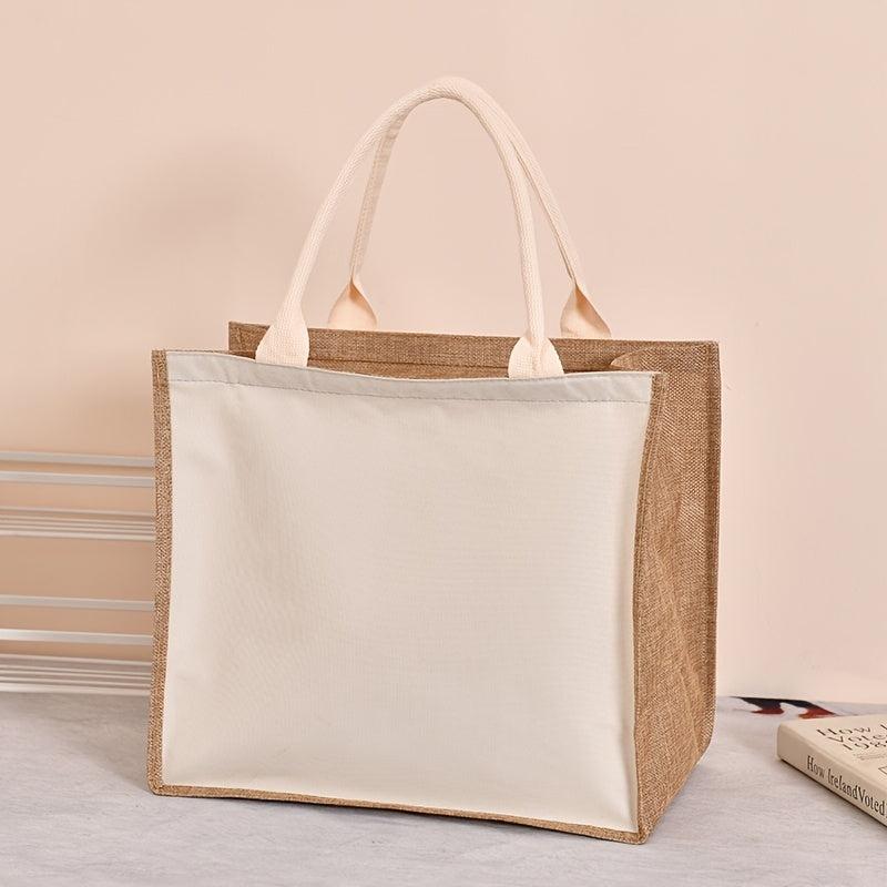 Large Capacity Linen Handbag Solid Gift Bag Versatile Shopping Purse