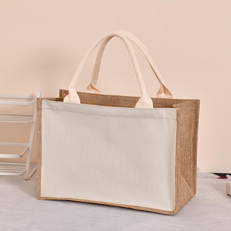 Large Capacity Linen Handbag Solid Gift Bag Versatile Shopping Purse