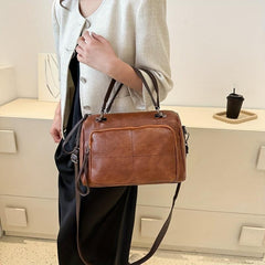 Vintage Boston Handbag Large Capacity Crossbody Bag Top Handle Satchel Purse