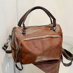 Vintage Boston Handbag Large Capacity Crossbody Bag Top Handle Satchel Purse