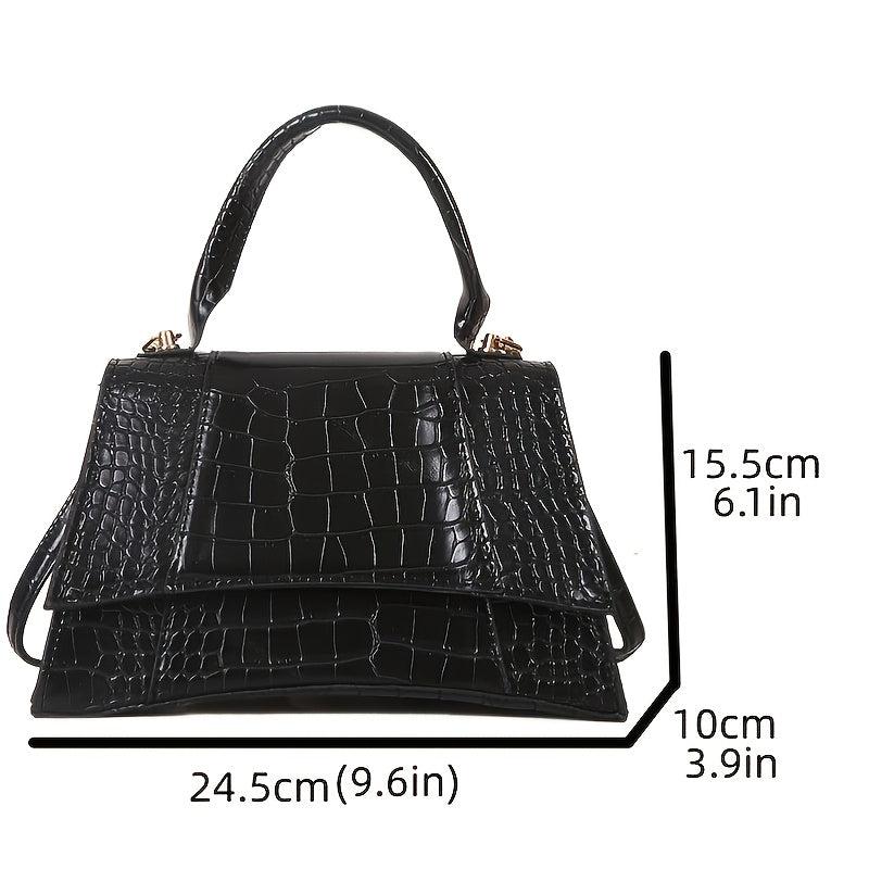 Crocodile Pattern Handbag Top Handle Purse Women's Crossbody Bag