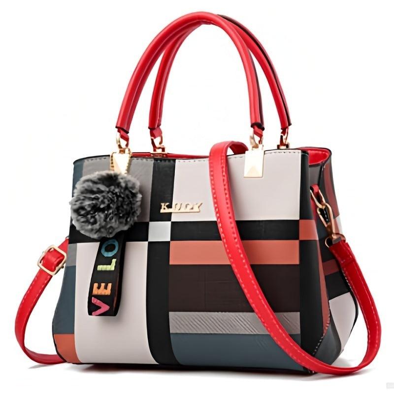 Plaid Satchel Bag Colorblock Double Handle Purse Crossbody Bag