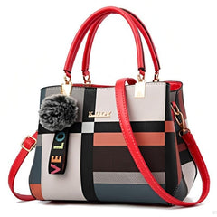 Plaid Satchel Bag Colorblock Double Handle Purse Crossbody Bag