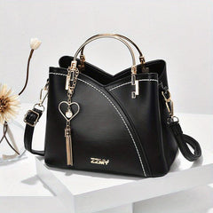 Adjustable Strap Faux Leather Shoulder Bag with Zipper Closure