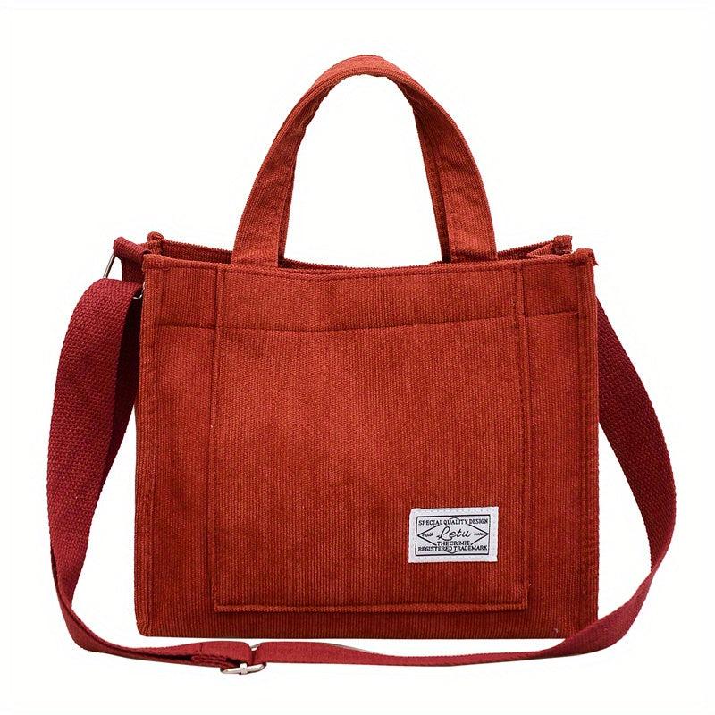Corduroy Hand Tote Bag - Women's Shoulder Bag - Crossbody Purse