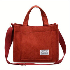 Corduroy Hand Tote Bag - Women's Shoulder Bag - Crossbody Purse