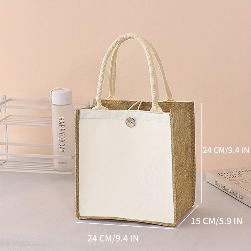 Burlap Bag Button Closure Tote Beach Bag