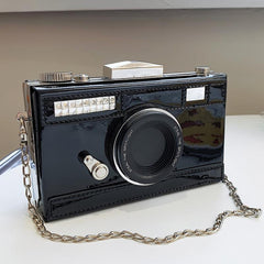 Mini Camera Handbag Patent Leather Box Purse Chain Crossbody Bag