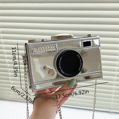 Mini Camera Handbag Patent Leather Box Purse Chain Crossbody Bag