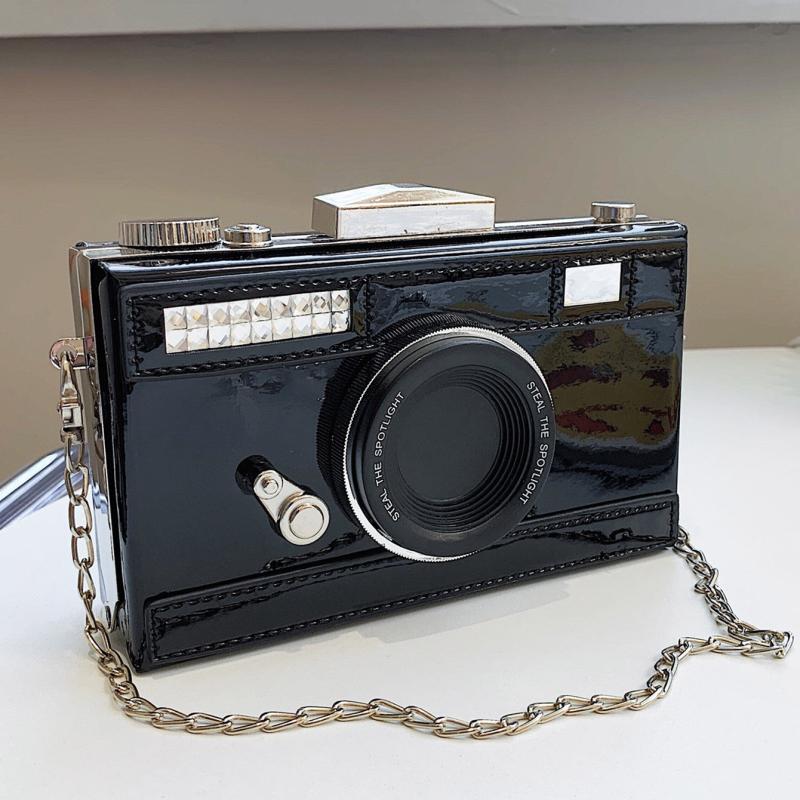Mini Camera Handbag Patent Leather Box Purse Chain Crossbody Bag