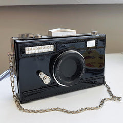 Mini Camera Handbag Patent Leather Box Purse Chain Crossbody Bag