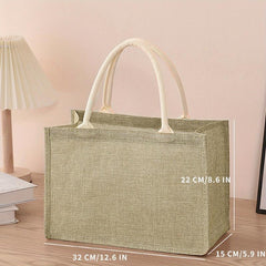 Linen Tote Bag Reusable Grocery Shopping Bag Solid Gift Bag